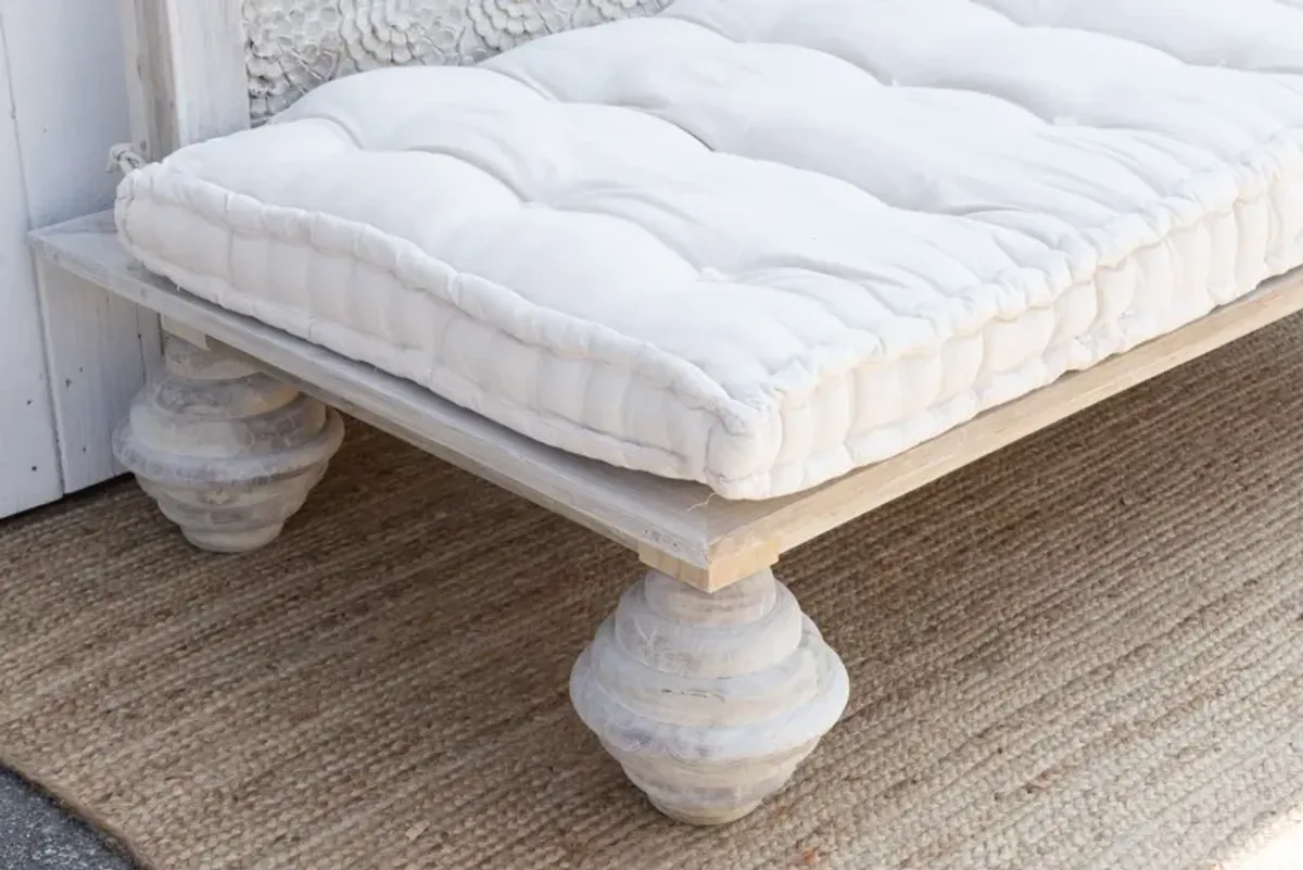 Bleached Teak Floral Carved Sofa - de-cor
