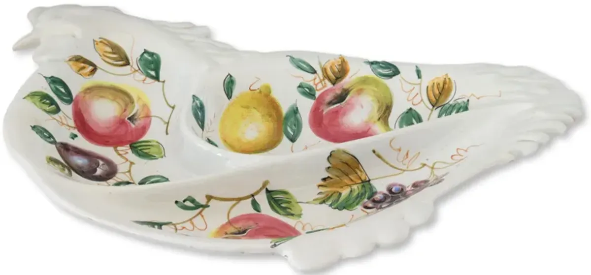 Italian Faience "Hen" Serving Plate - White