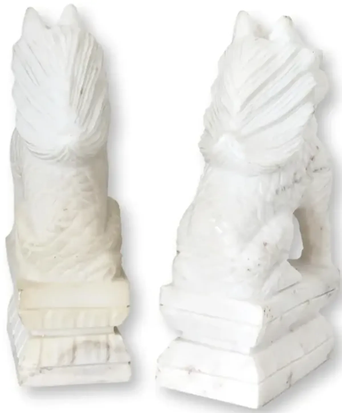 Marble Foo Dog Bookends - Pr - White