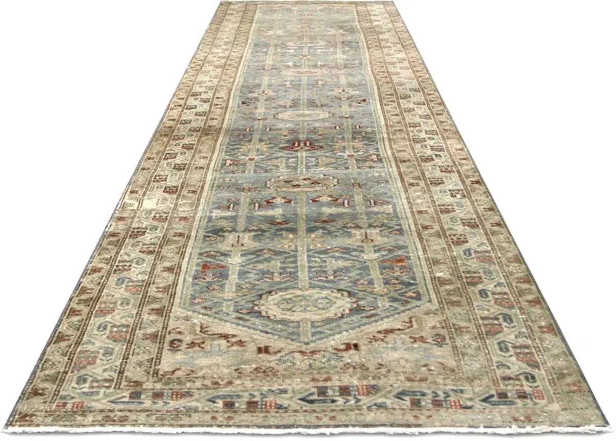 1940s Persian Melayer Runner-3'3"x16'9" - Blue