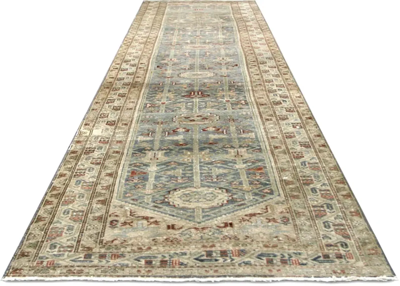 1940s Persian Melayer Runner-3'3"x16'9" - Blue