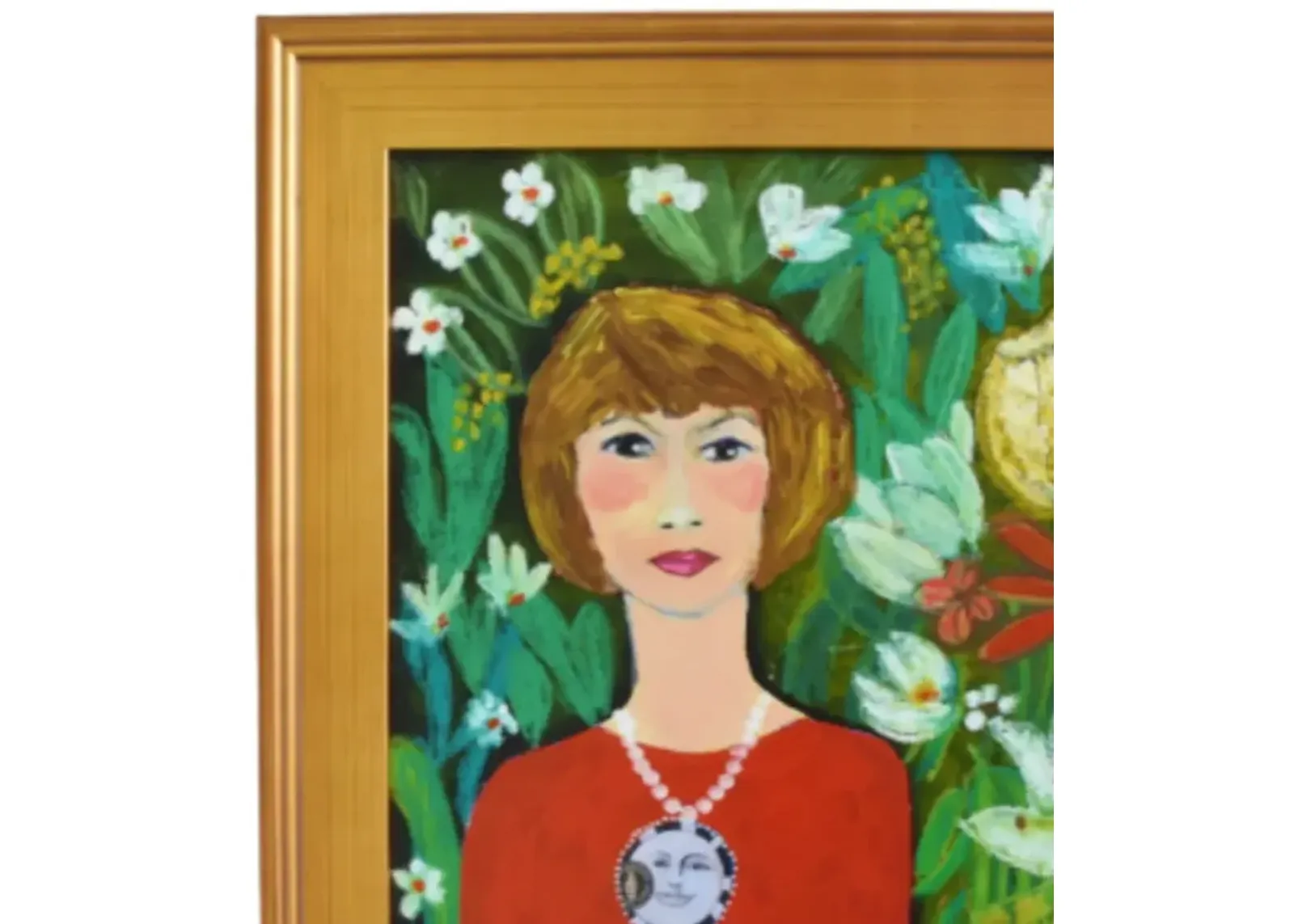 French Mademoiselle Floral Portrait - Green