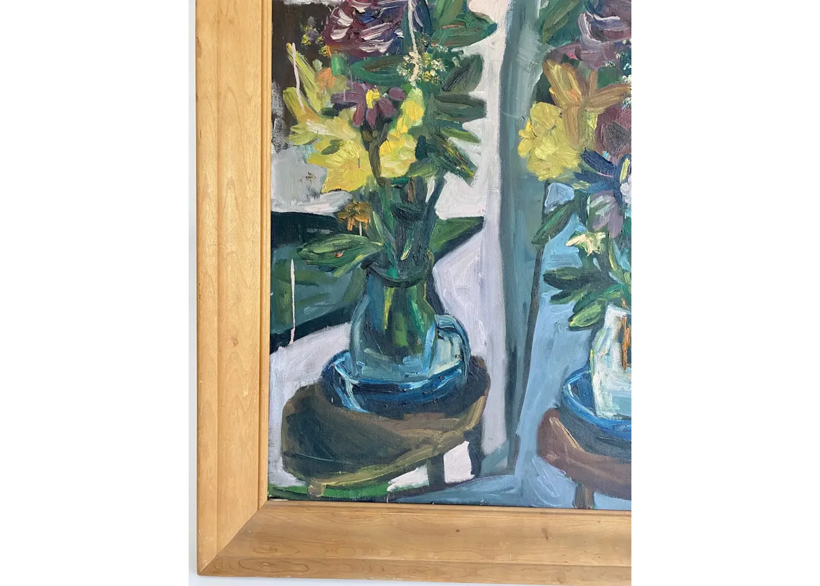 Mid-Century Abstract Oil Painting - Green