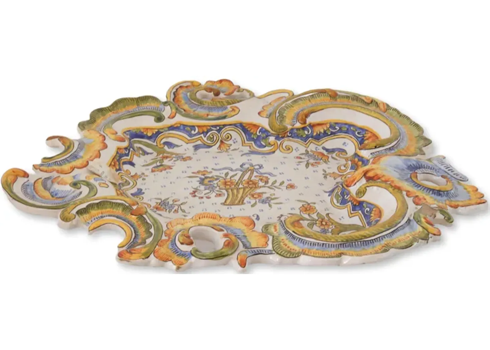 Antique French Faience Fancy Tray - Yellow