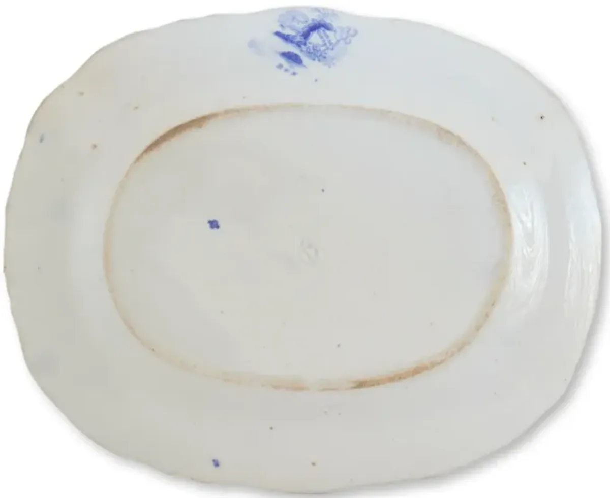 1840s English Transferware Small Platter - Blue