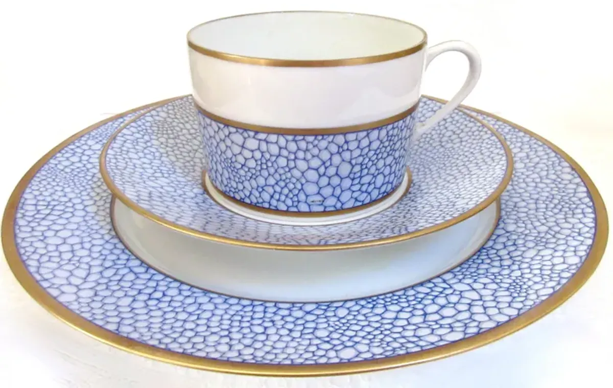 Puiforcat Limoges French Porcelain Trio - Blue