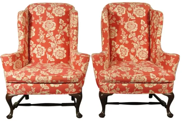 Georgian-Style Wing Chairs by Kittinger - Red