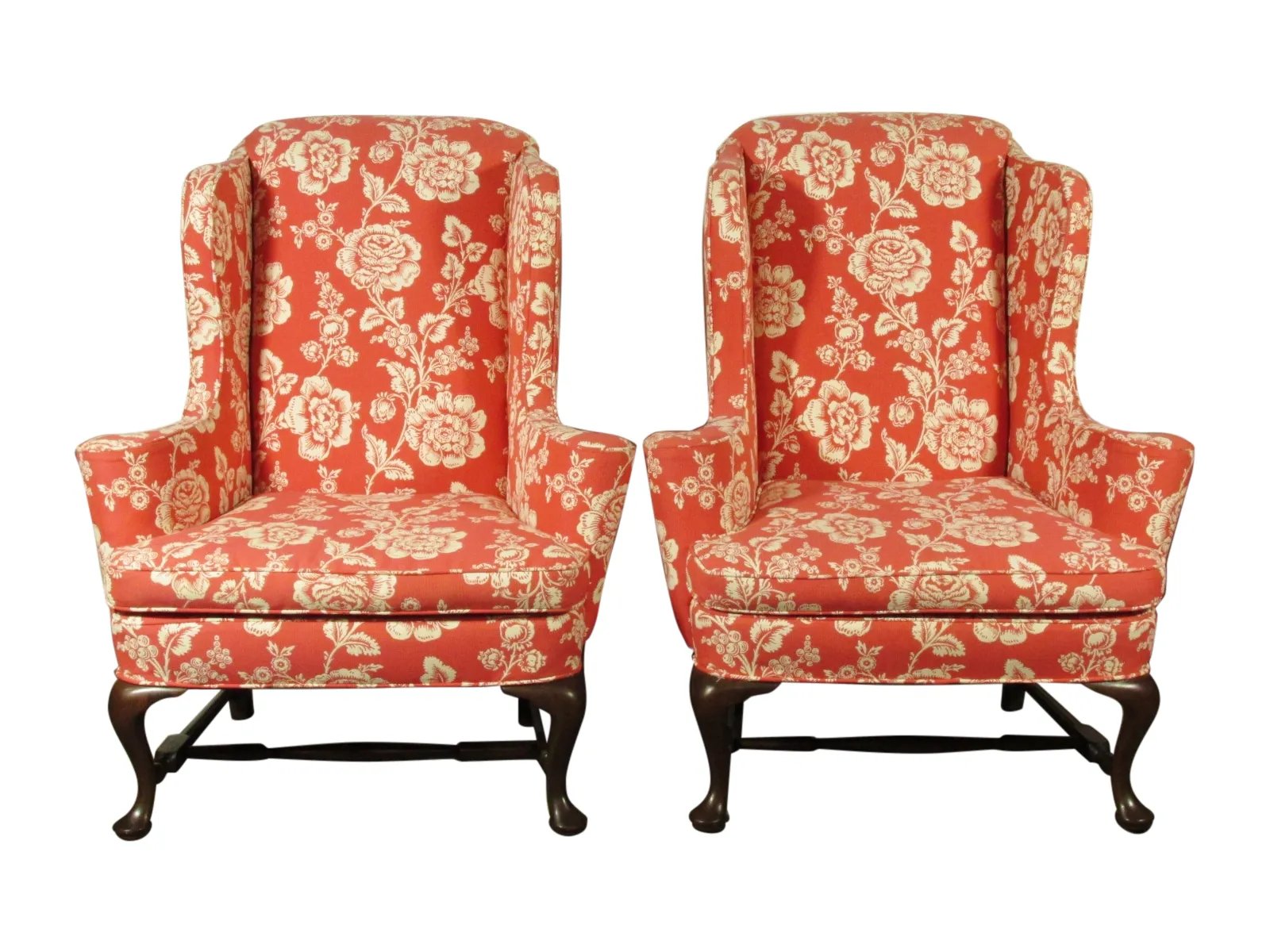 Georgian-Style Wing Chairs by Kittinger - Red