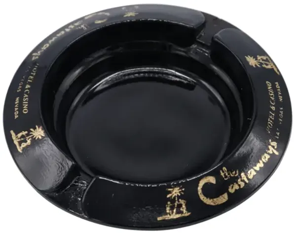 Castaways Hotel Black & Gold Ashtray - Interesting Things