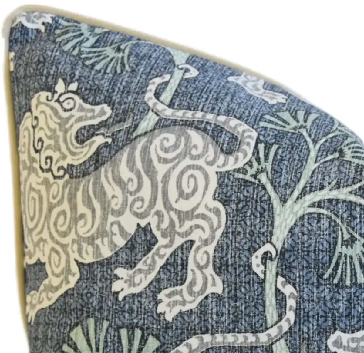 Chinoiserie Asian Blue Gray Lion Pillow