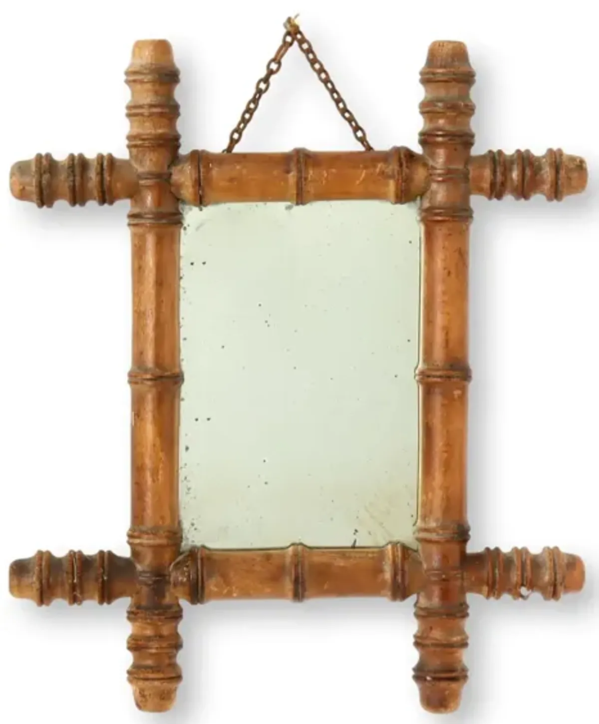 French Faux Bamboo Framed Wall Mirror - Handcrafted