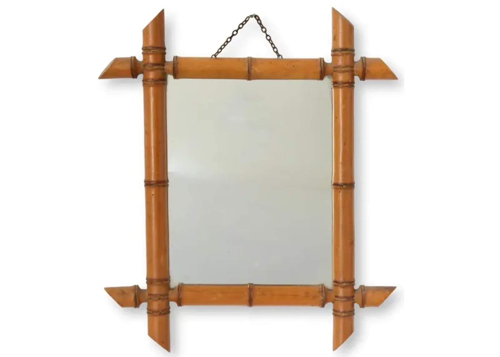 French Faux Bamboo Framed Wall Mirror - Handcrafted