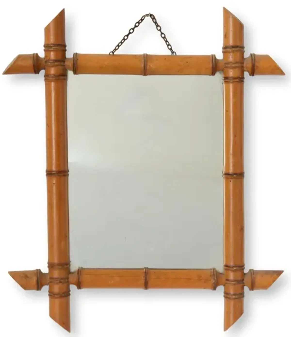 French Faux Bamboo Framed Wall Mirror - Handcrafted