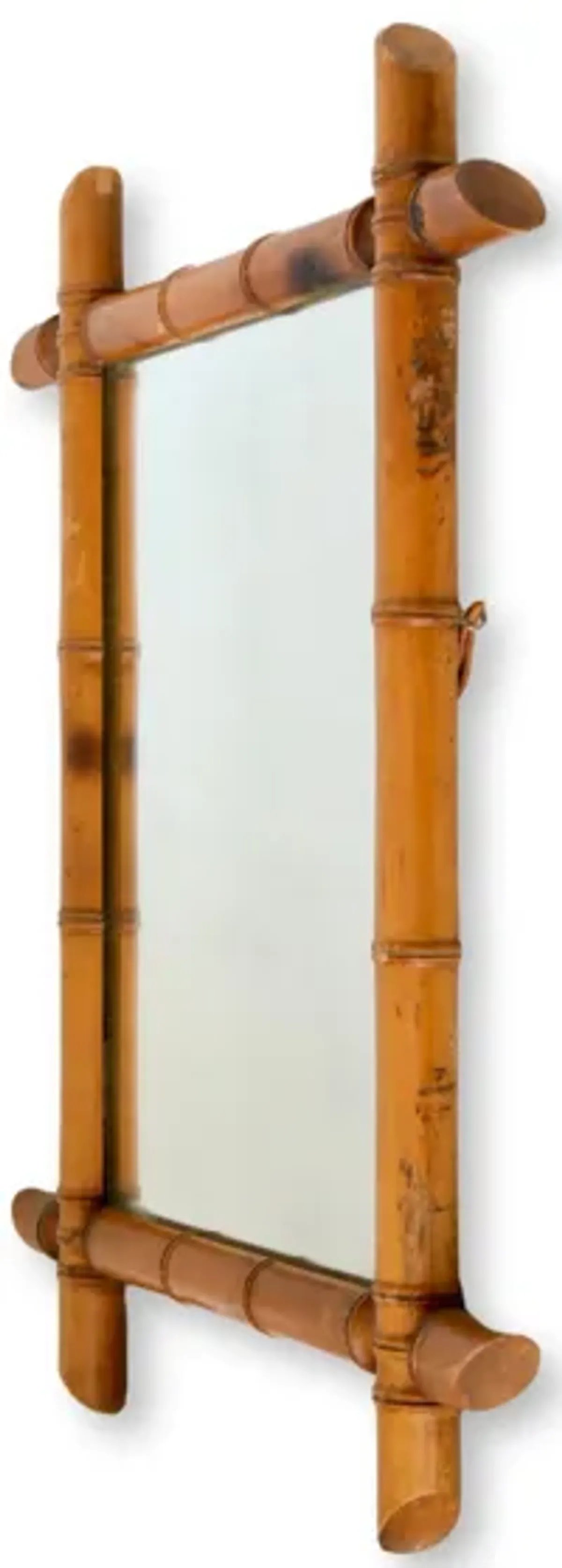 French Faux Bamboo Framed Wall Mirror - Handcrafted