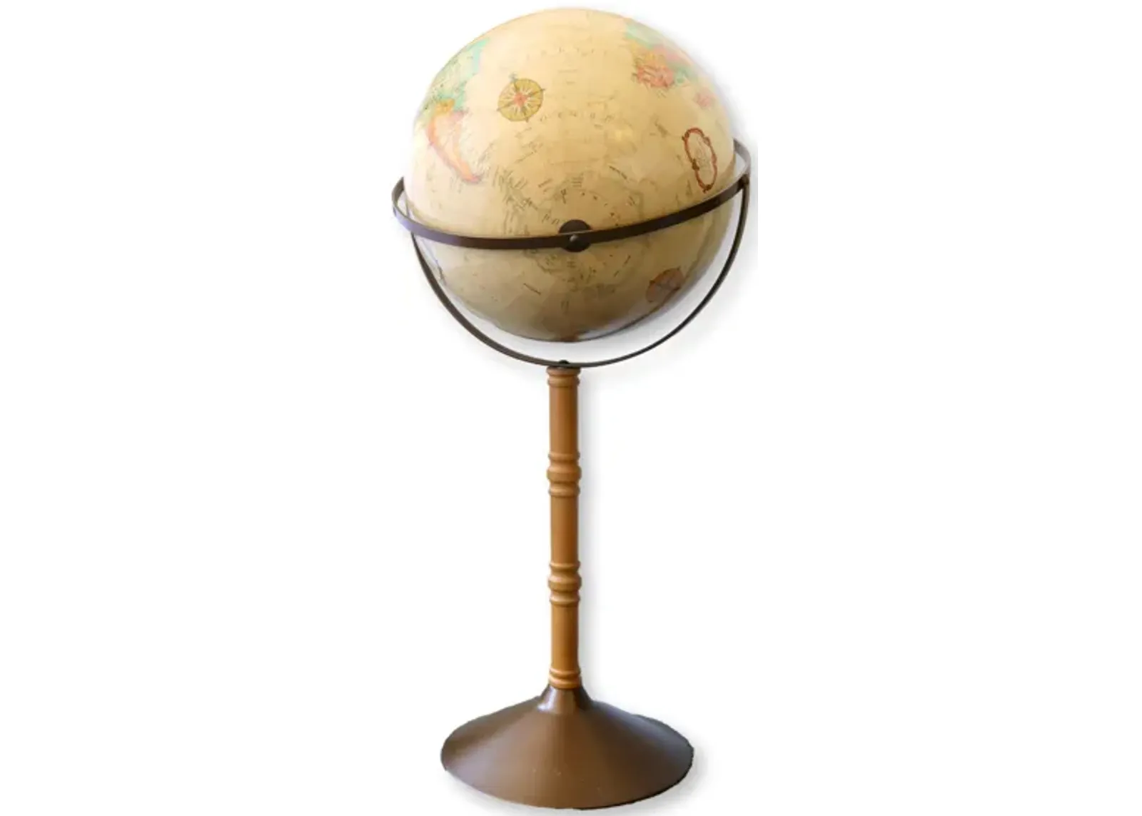 Vintage Globe on Floor Stand - Brown