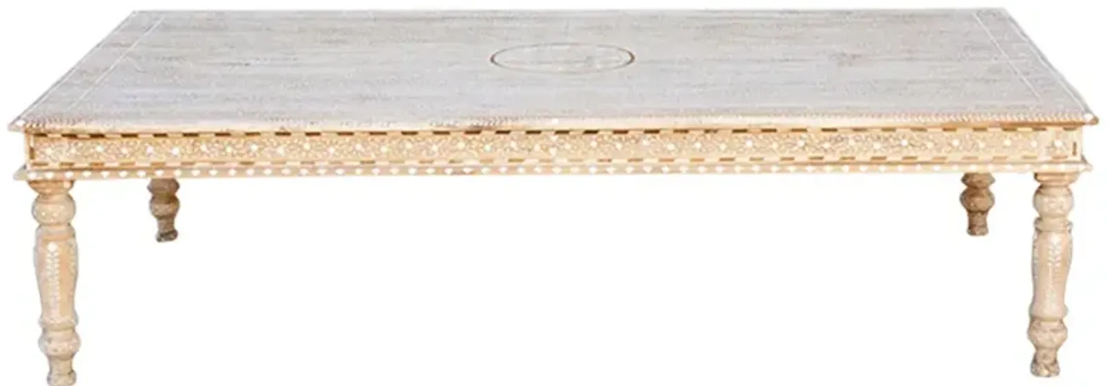 Farmhouse Indian Inlay Coffee Table - White