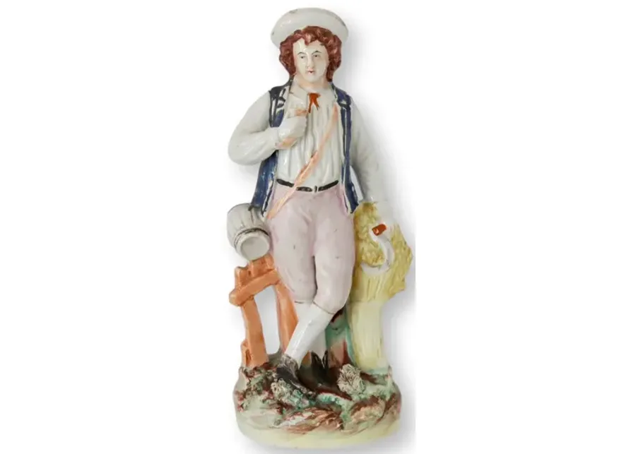 Antique Staffordshire Wheat Farmer - White