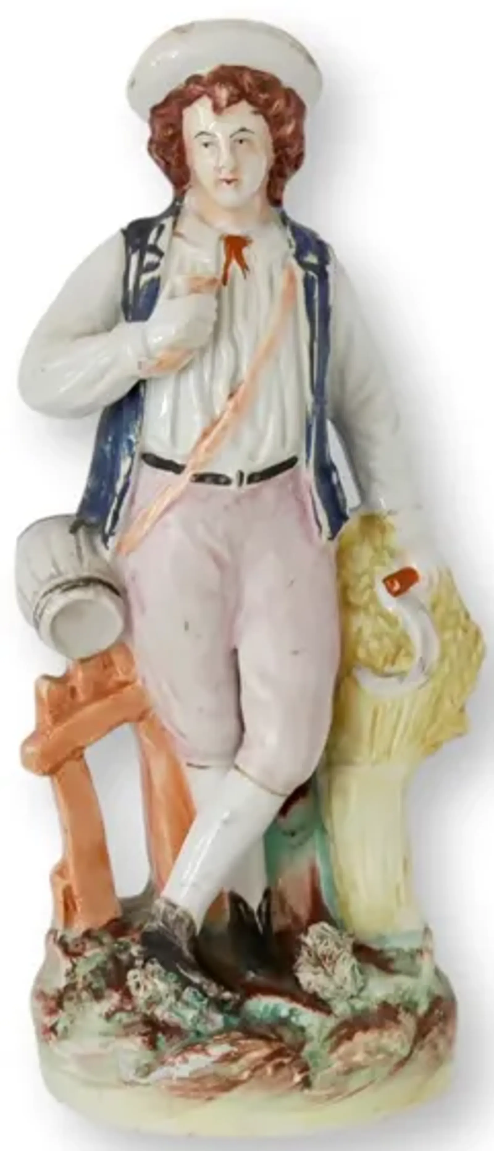 Antique Staffordshire Wheat Farmer - White