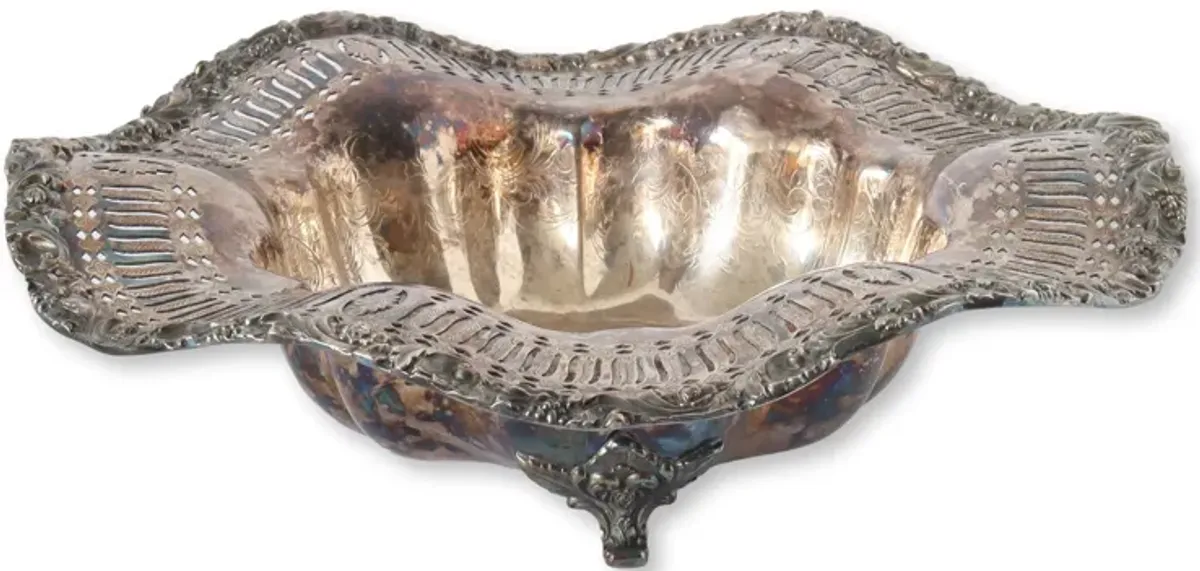 Vintage Silver-Plated Centerpiece Bowl - Gray