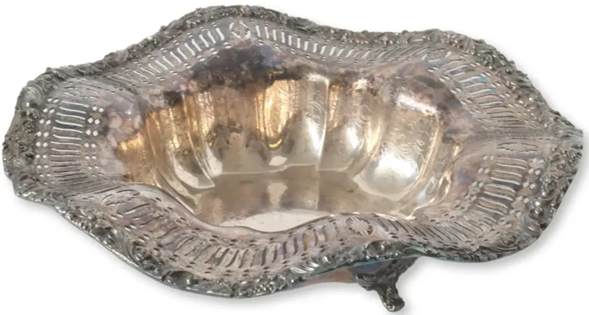 Vintage Silver-Plated Centerpiece Bowl - Gray