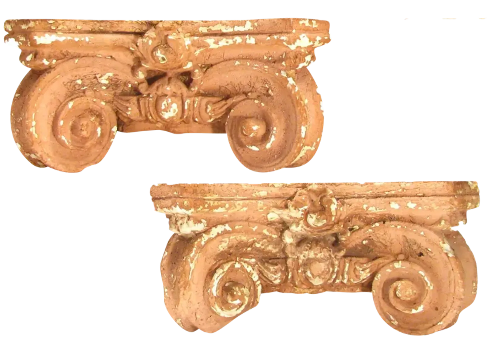 Antique Terracotta Capitol Elements Pair