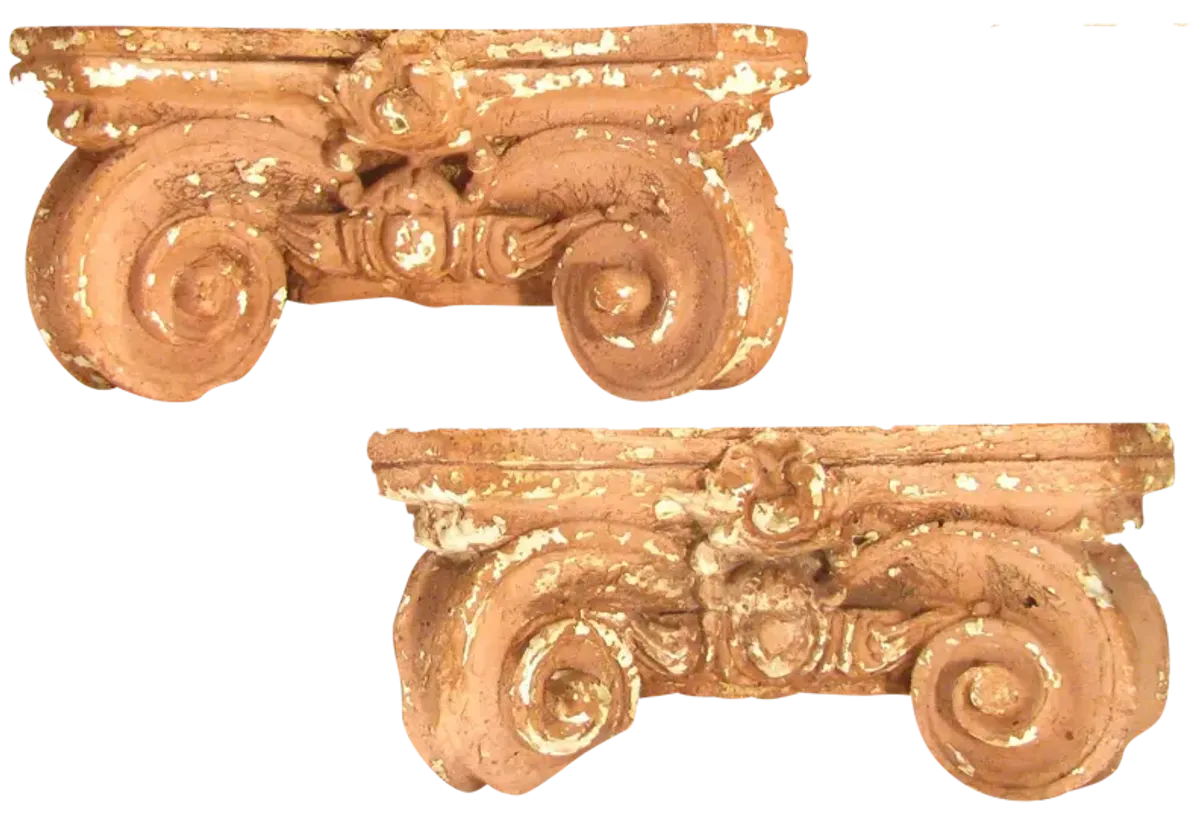 Antique Terracotta Capitol Elements Pair