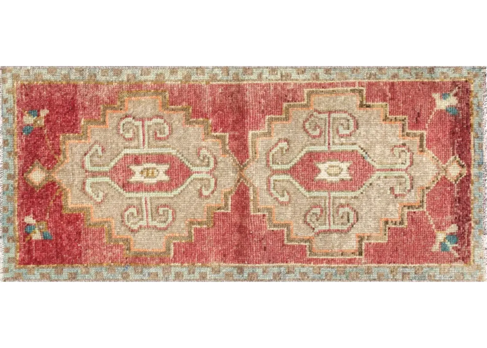 1960sTurkish Oushak Yastic -1'7" x 3'5" - Red