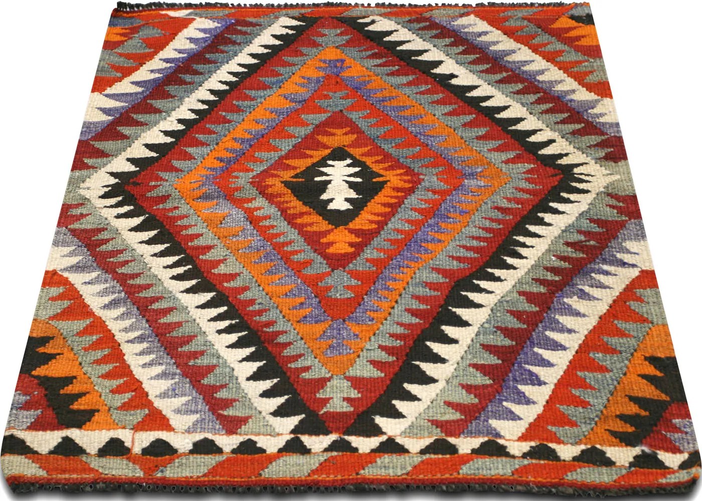 1960s Turkish Kilim - 3' x 3'8" - Handcrafted - Red