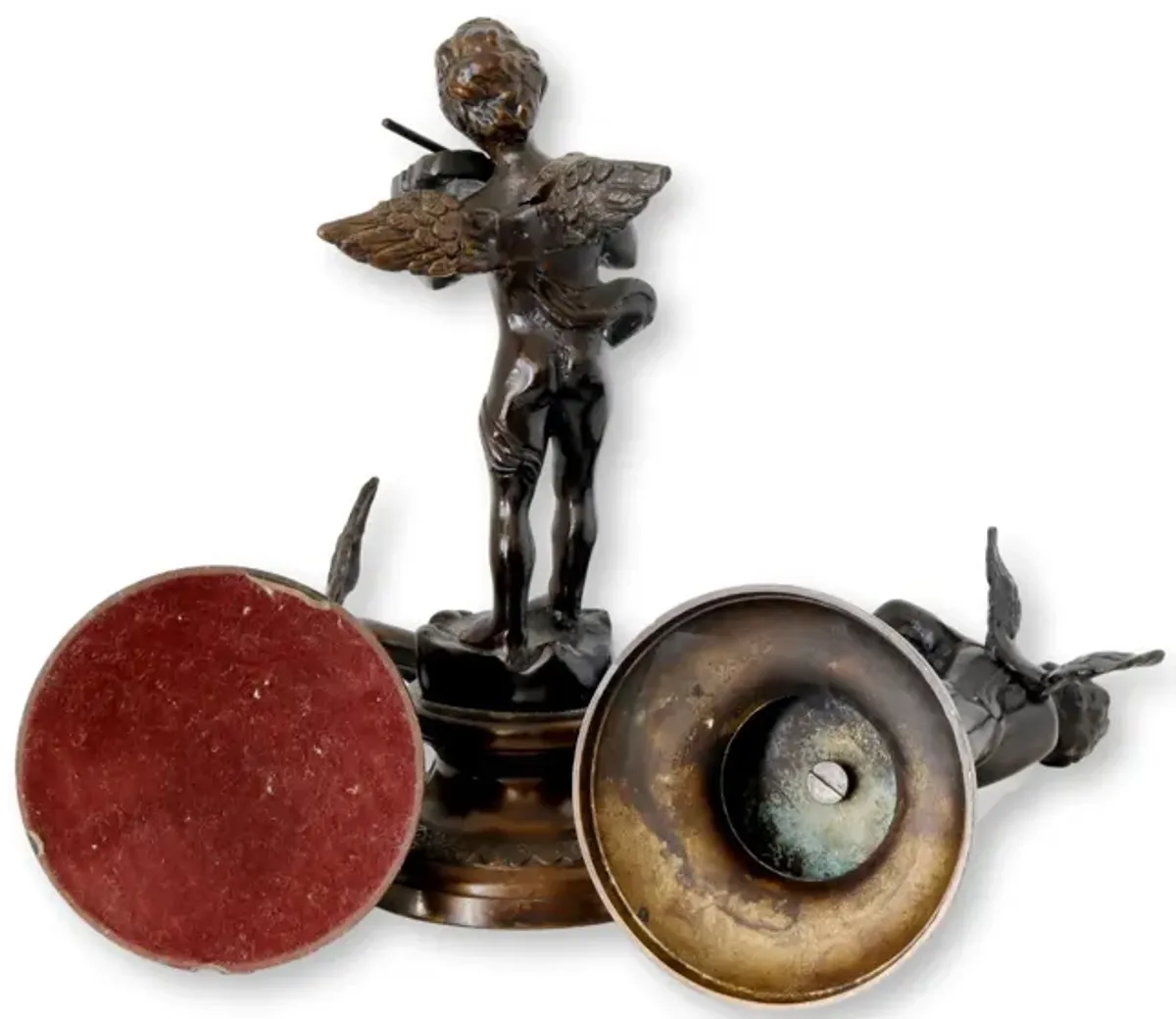 Bronzed Cherub Musician Statuettes - Set of 3 - Rose Victoria - Brown