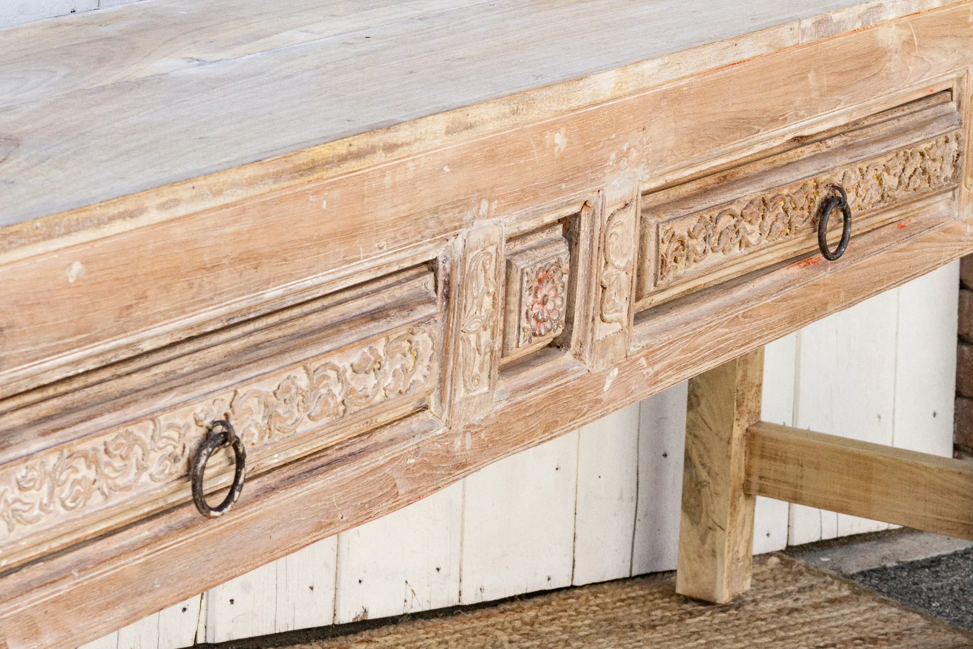 Antique Farmhouse Console Table - Brown