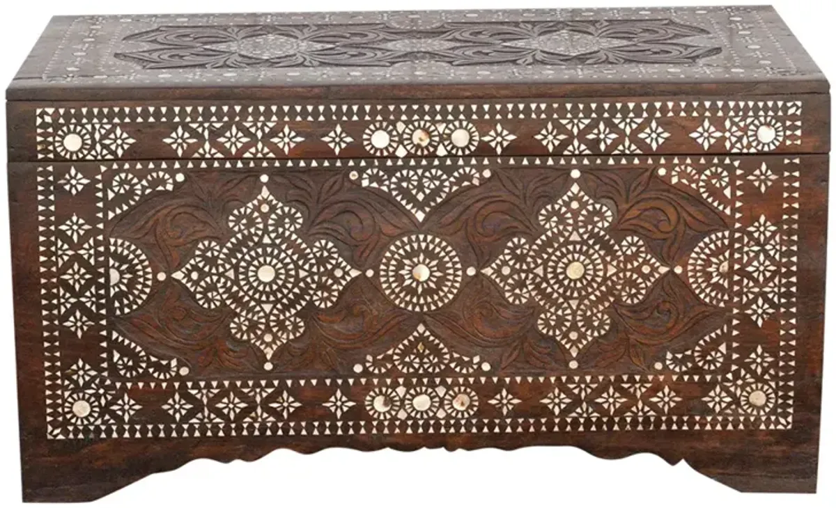 Finely Carved Mother of Pearl Chest - de-cor - Brown