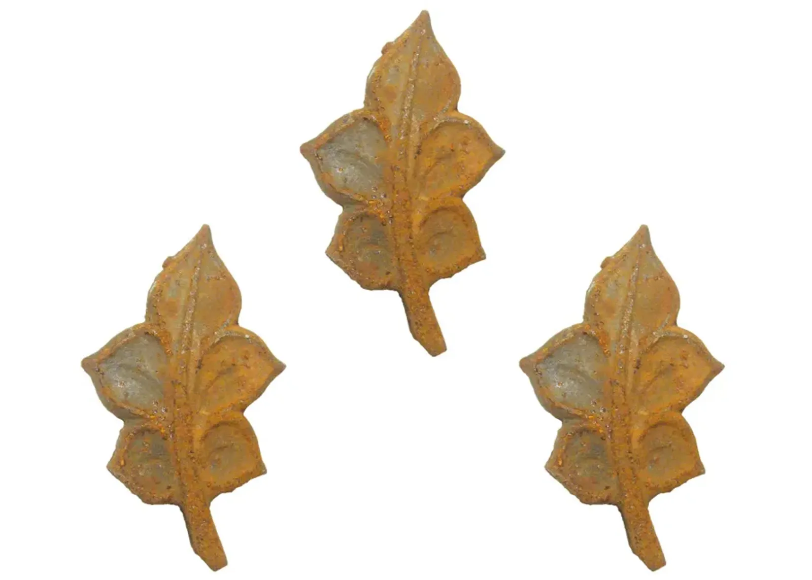 French Hand-Forged Iron Leaf Element Set of 3