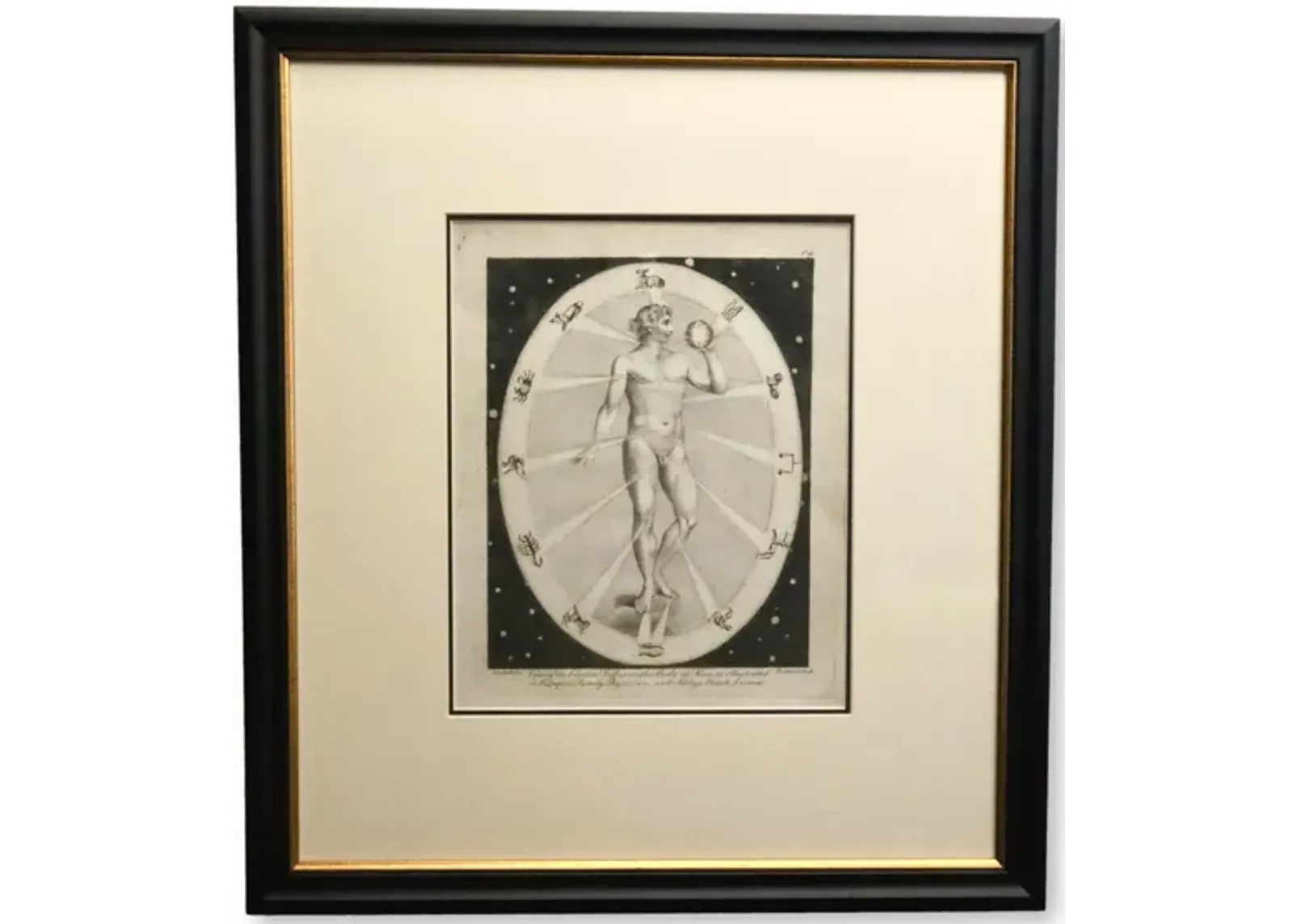 Celestial & Occult Engraving of a Man - Black