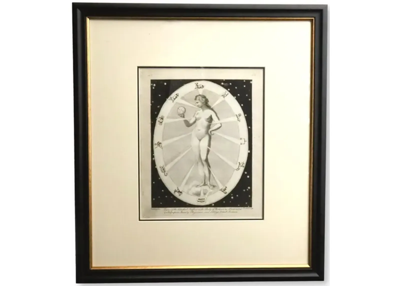 Celestial & Occult Engraving of a Woman - Black