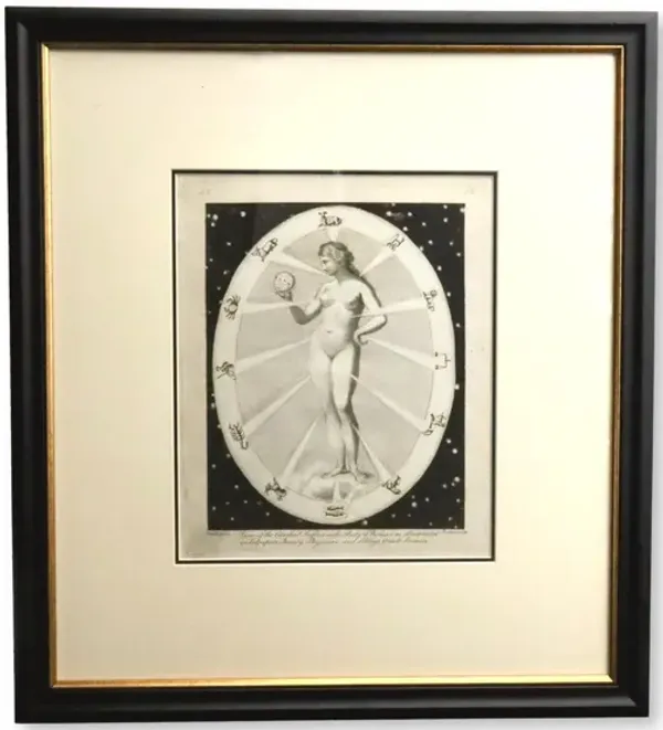 Celestial & Occult Engraving of a Woman - Rose Victoria - black