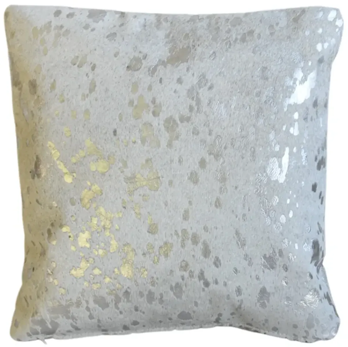 Modern Silver & White Cowhide Pillow