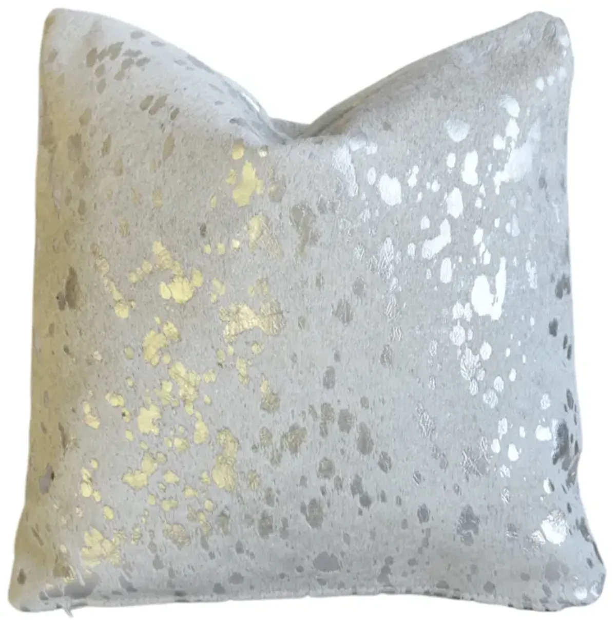 Modern Silver & White Cowhide Pillow