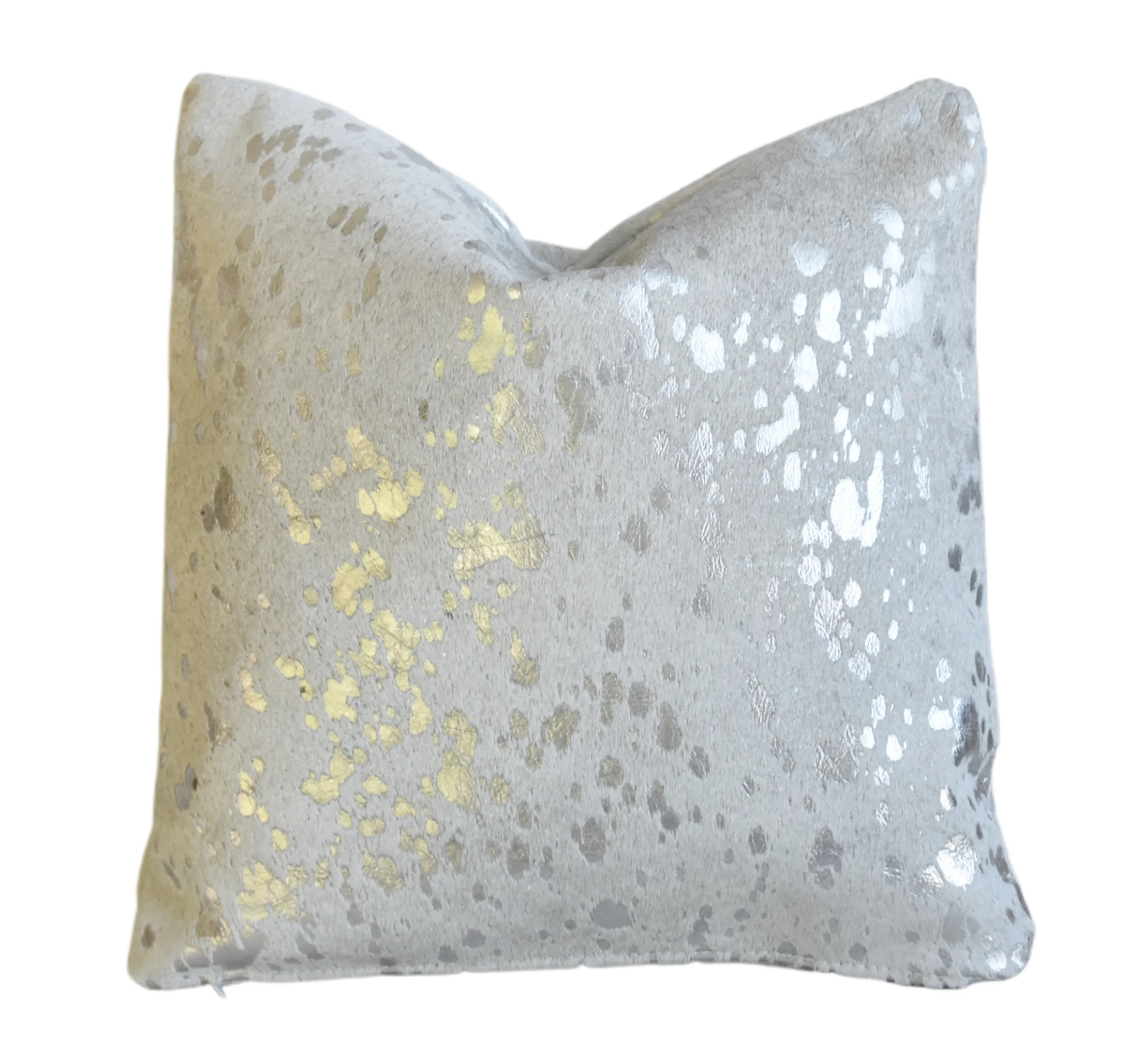 Modern Silver & White Cowhide Pillow