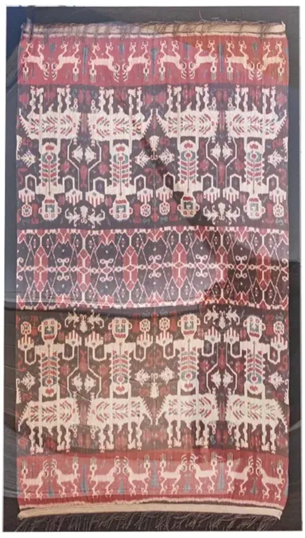Large Antique Framed Sumatran Ikat - de-cor - Red