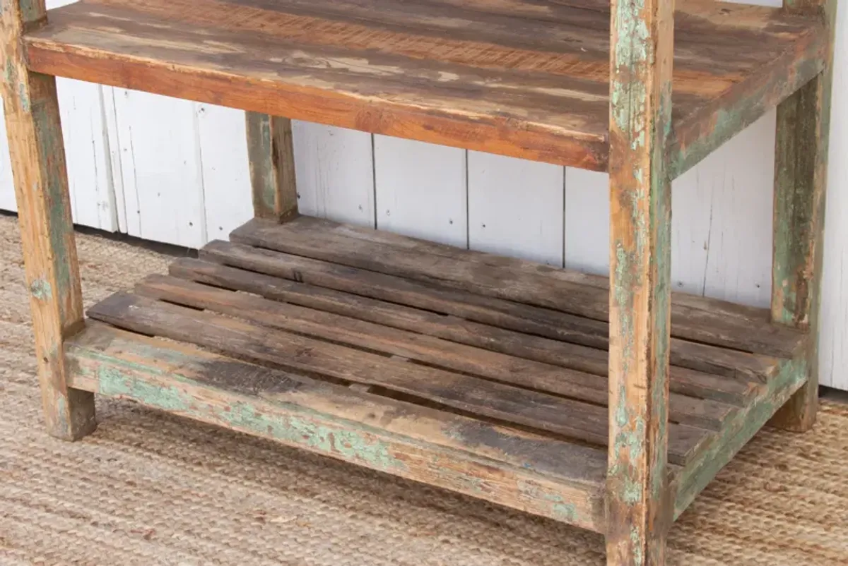 Antique Farmhouse Painted Bookcase - Green