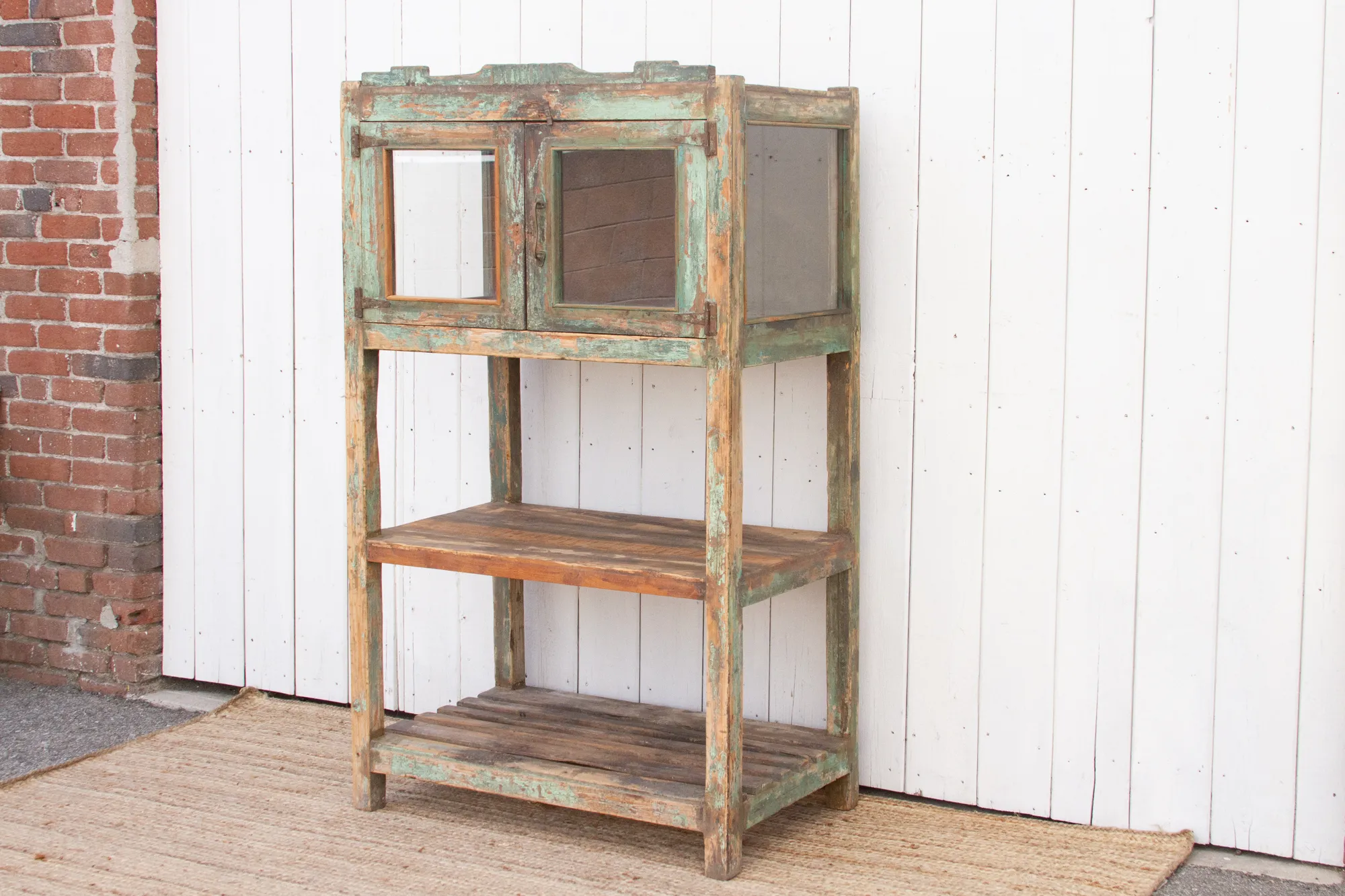 Antique Farmhouse Painted Bookcase - Green