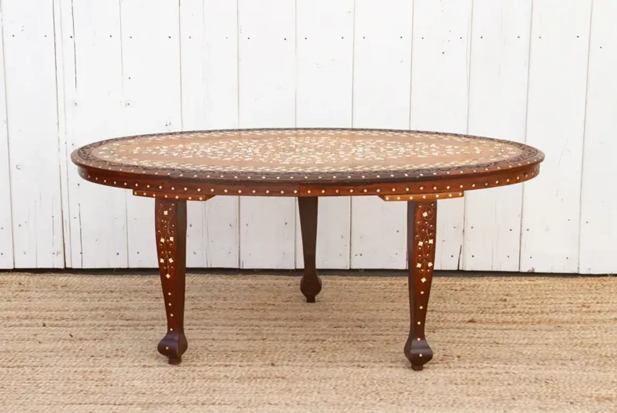 Mid-Century Indian Inlay Coffee Table - Brown