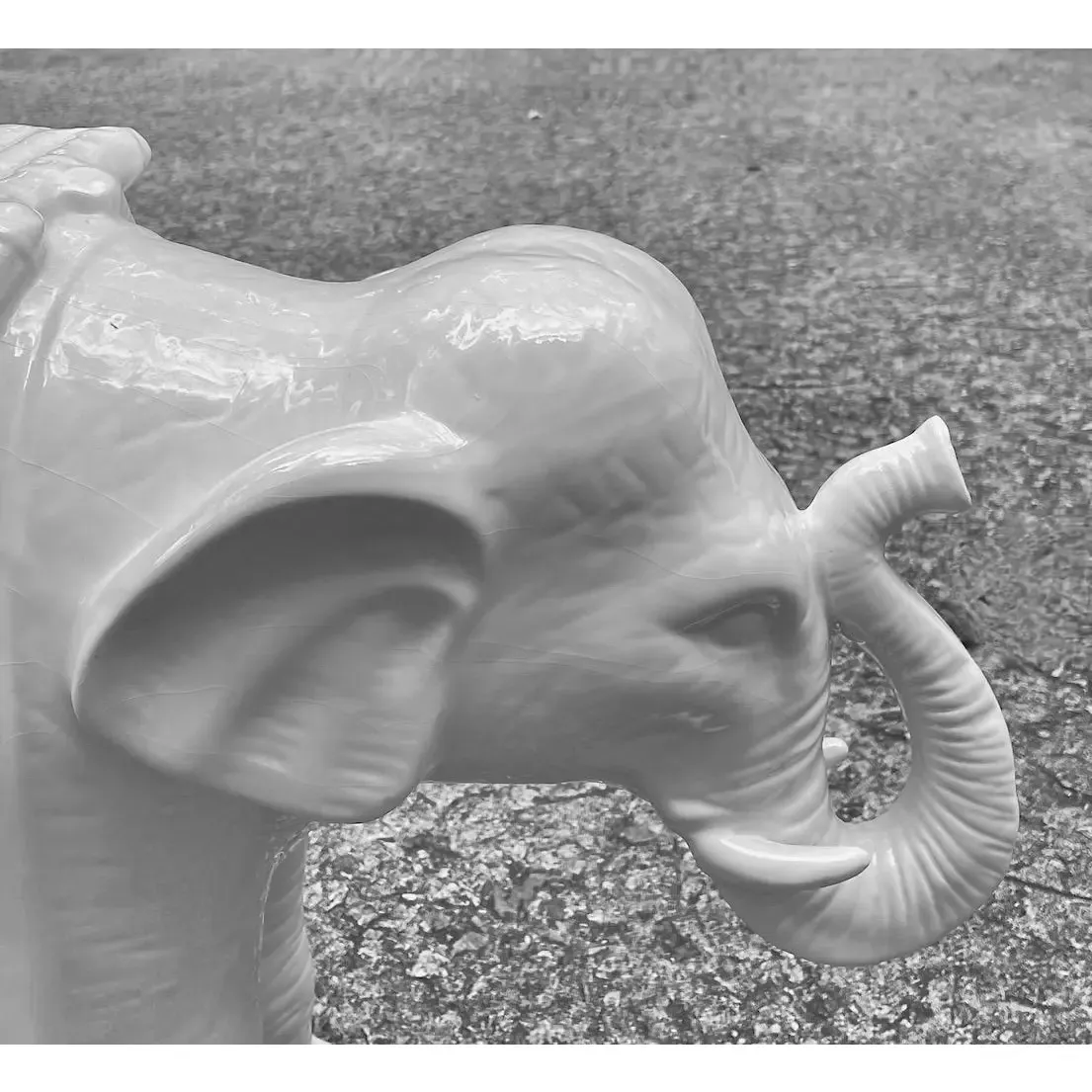 White Ceramic Elephant Footstool