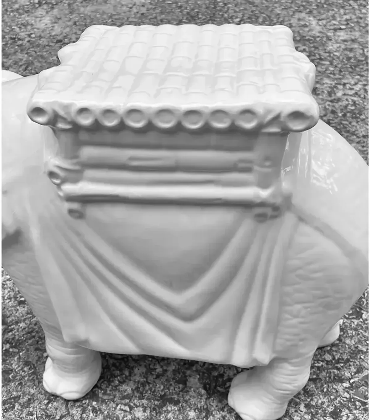 White Ceramic Elephant Footstool