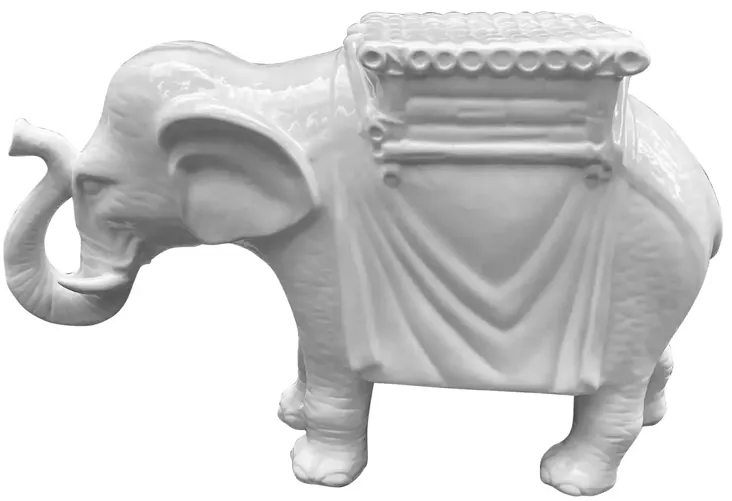 White Ceramic Elephant Footstool