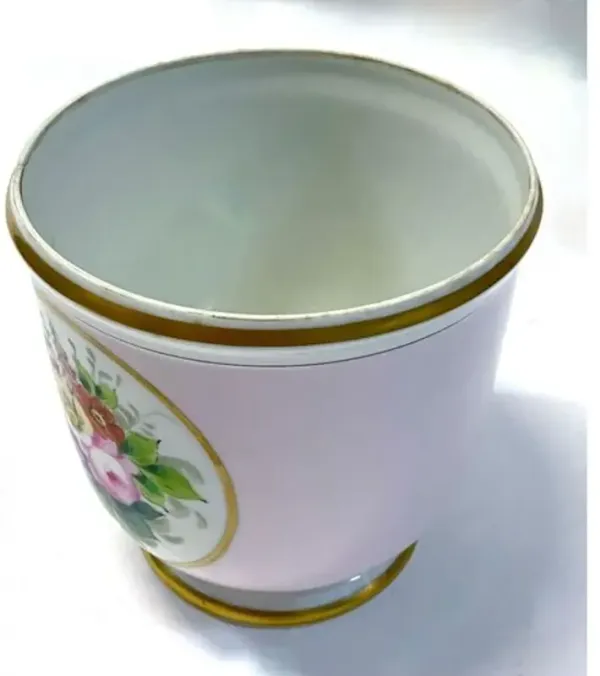 Floral Portuguese Porcelain Cachepot - Beige
