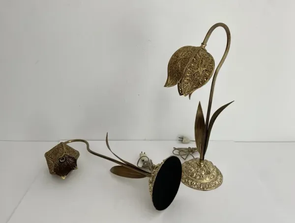 French Moroccan Tulip Lamps - Set of 2 - Gold