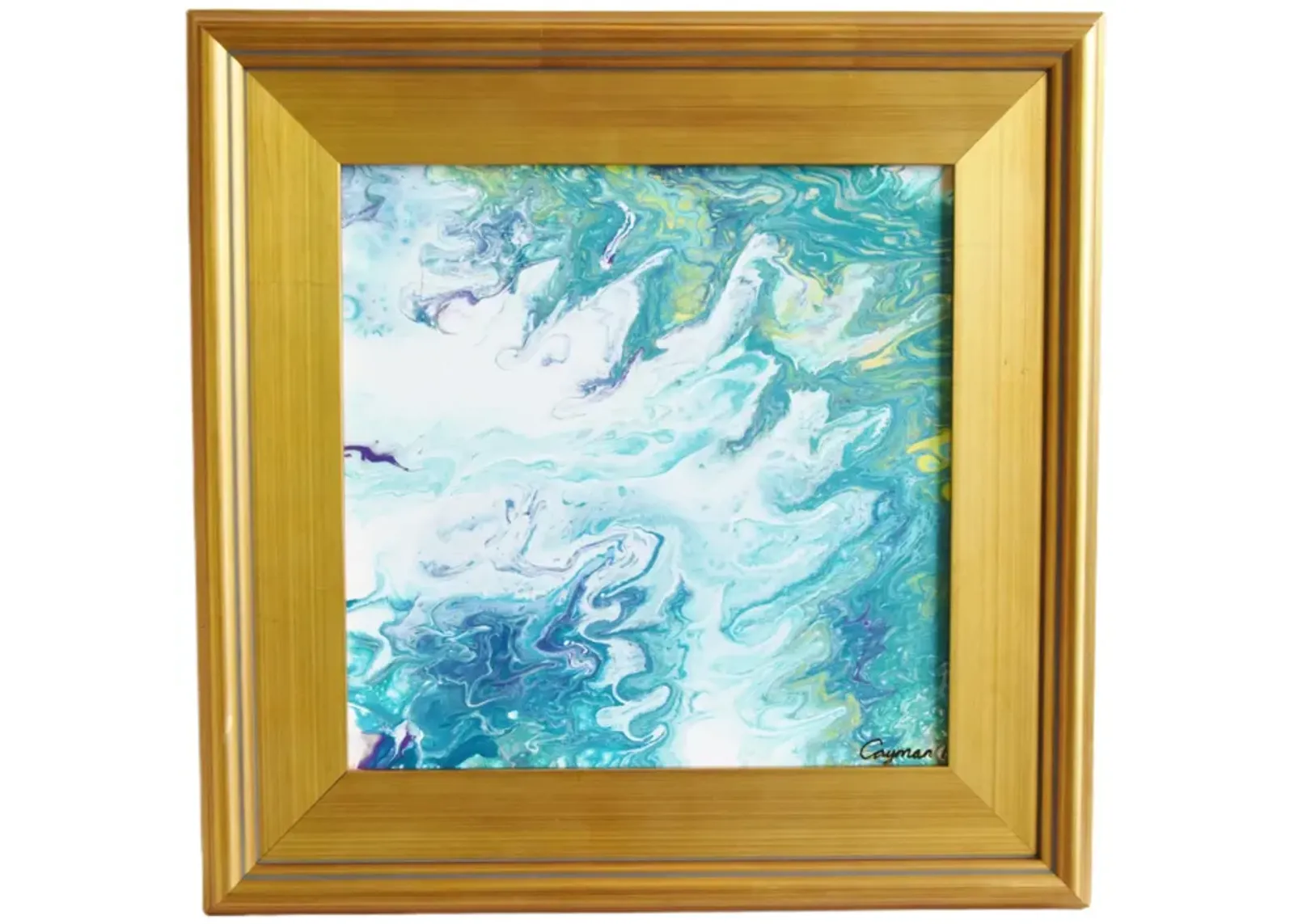 Modern Abstract Marbleized Art Painting - Blue