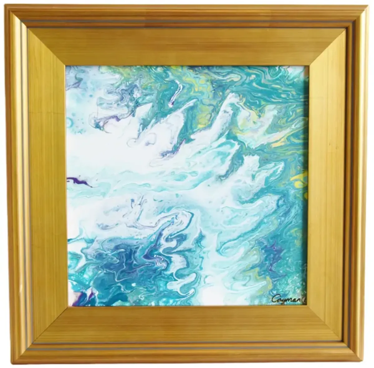 Modern Abstract Marbleized Art Painting - Blue