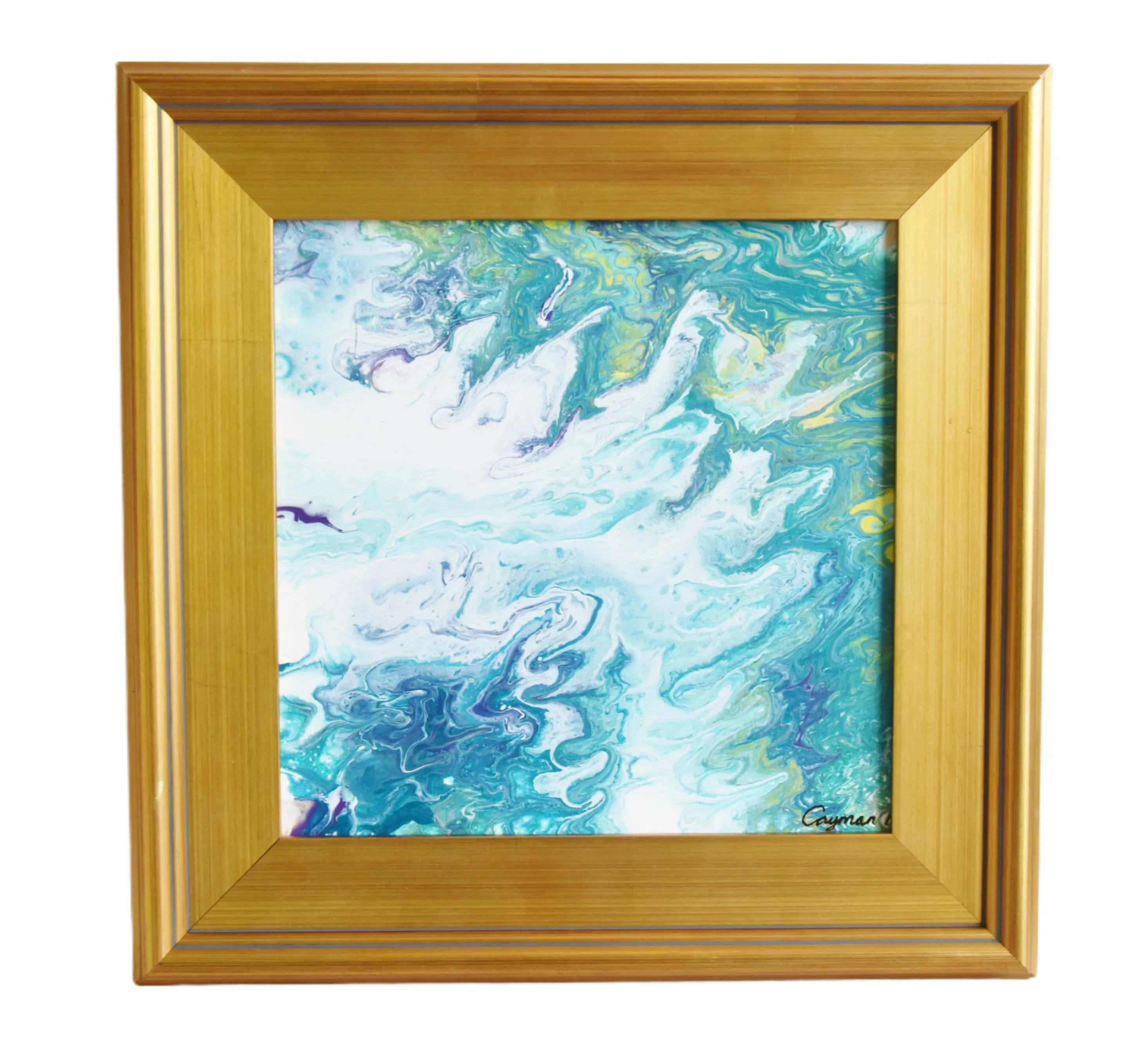 Modern Abstract Marbleized Art Painting - Blue